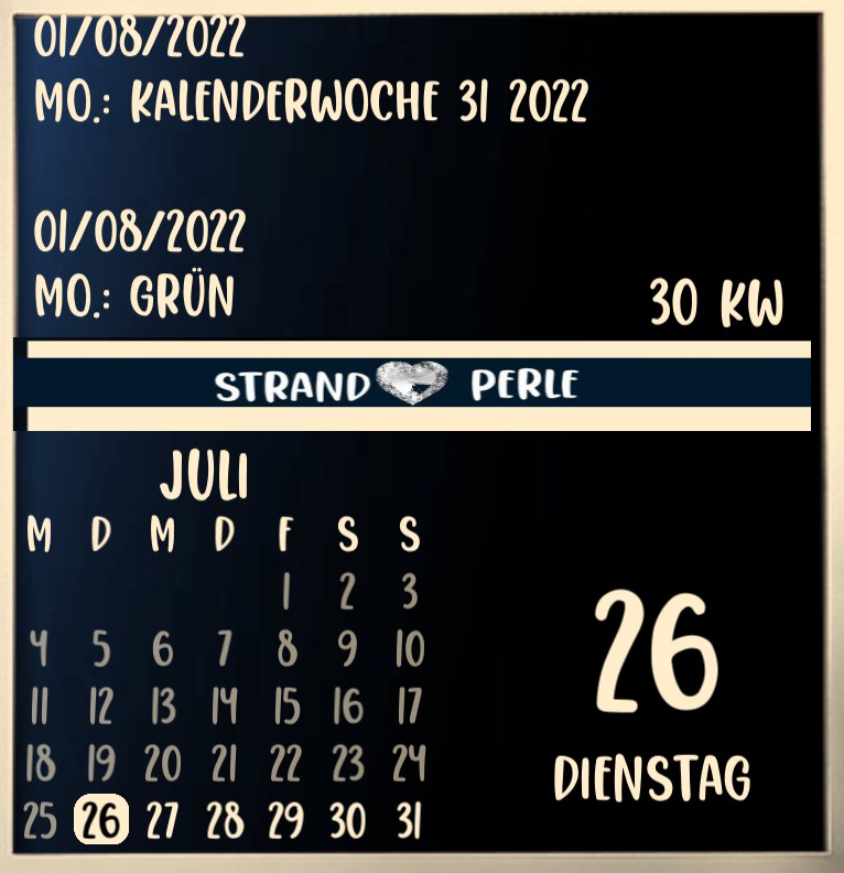 Kalender Strandperle Tag Nacht 
