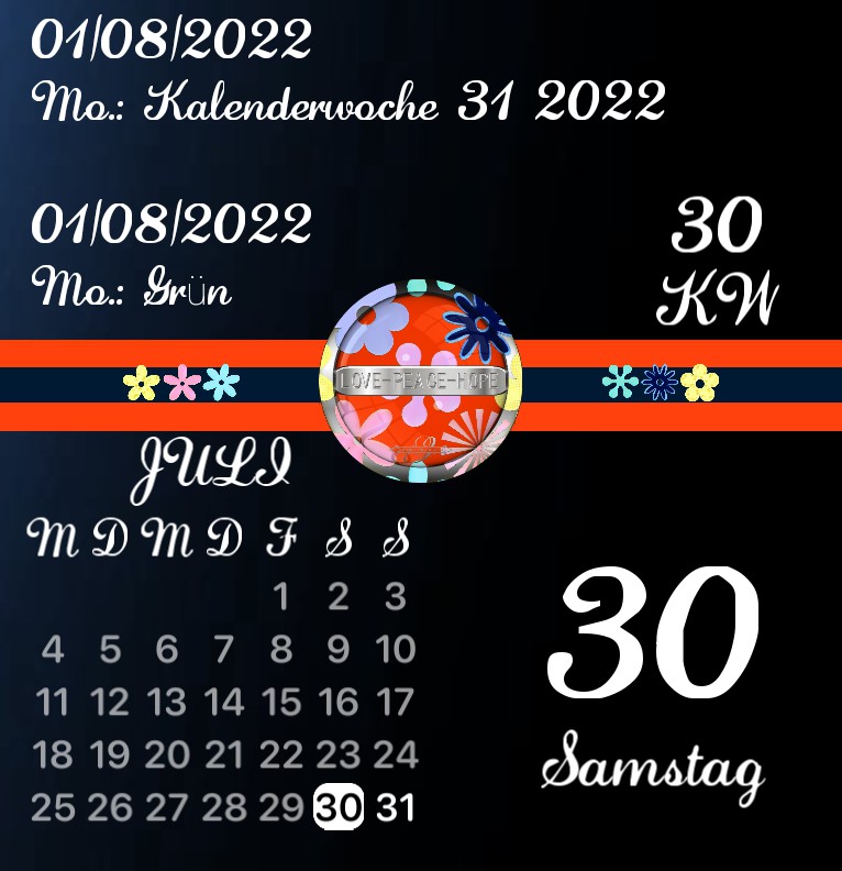Kalender Love Peace Hope Orange 