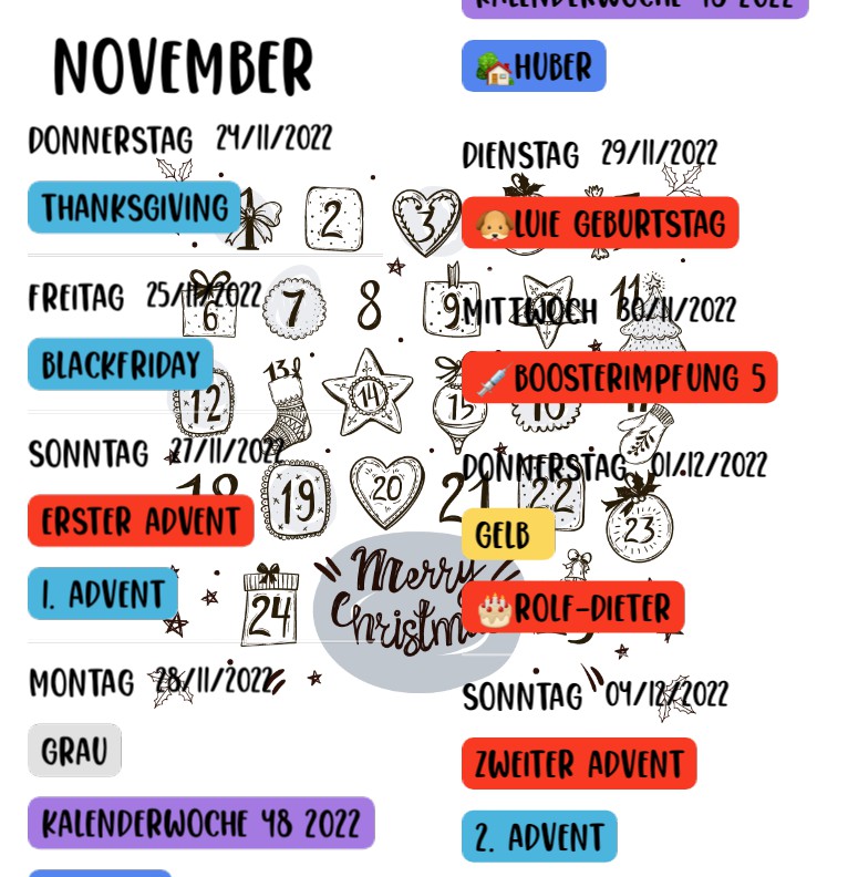  Termine Adventskalender 