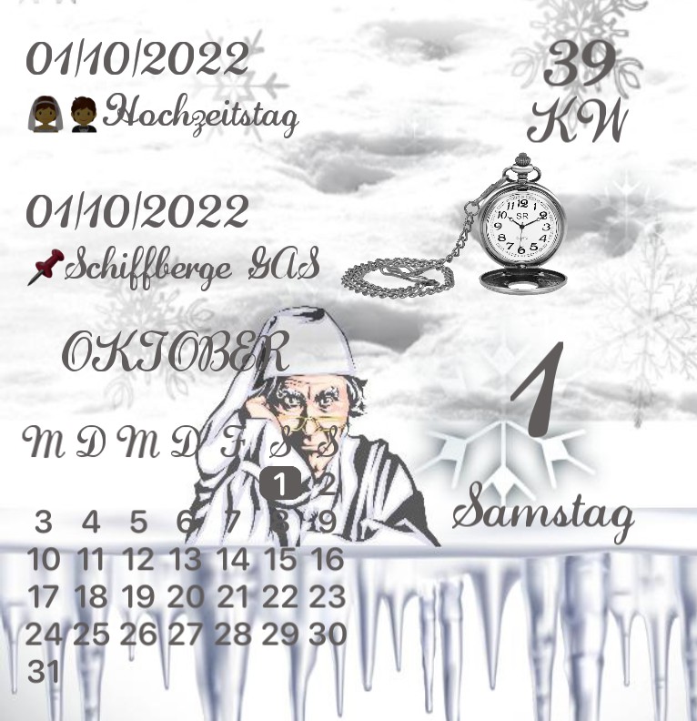 Kalender Wintertextur  Wecker 