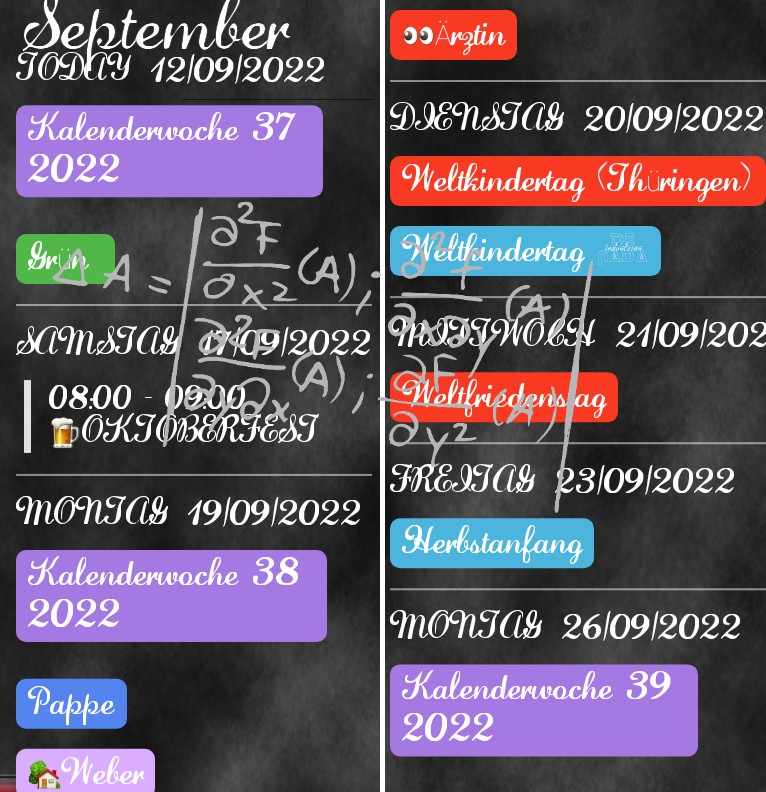 Kreidetafel Termine  