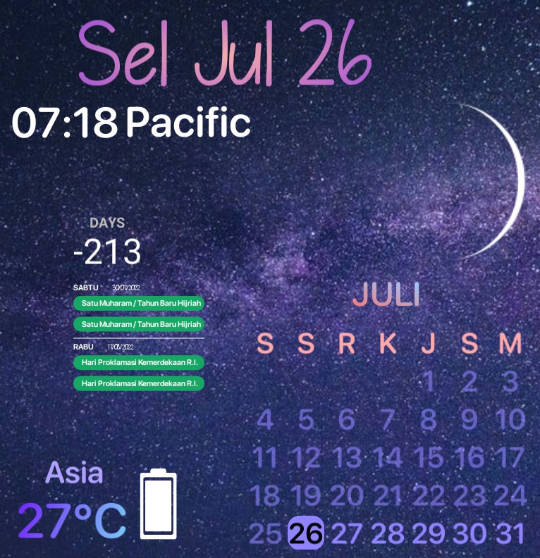 Moon phase weather time ect,- galaxy themed  Copy
