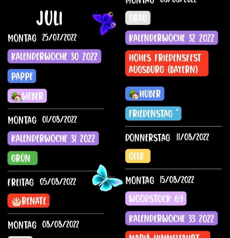 Termine Butterfly neo 