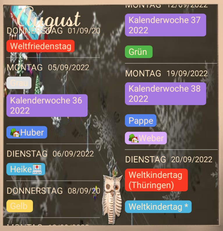 Termine Kuckucksuhr Winter 