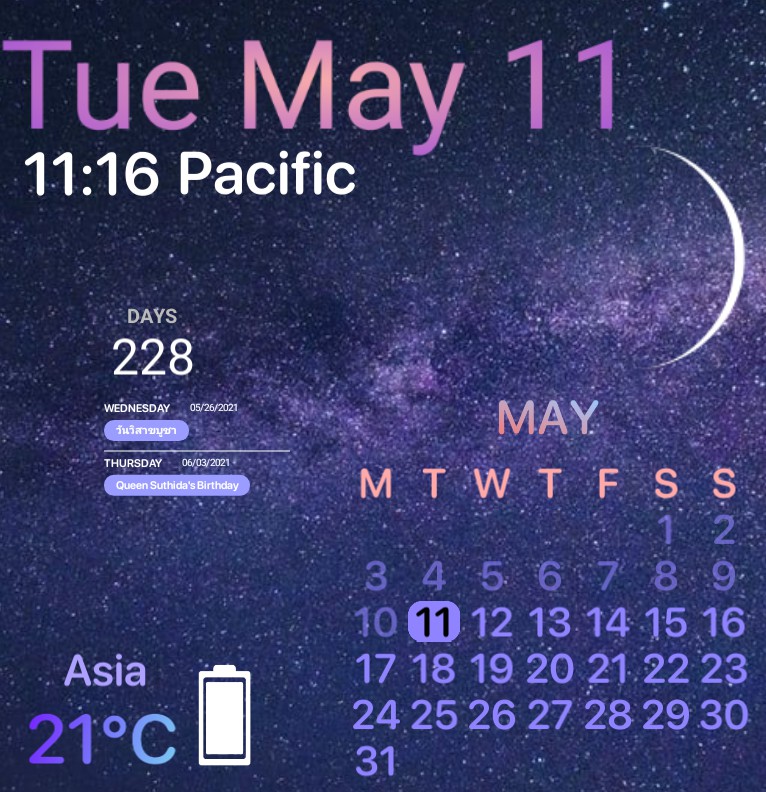 Moon phase weather time ect,- galaxy themed  Copy