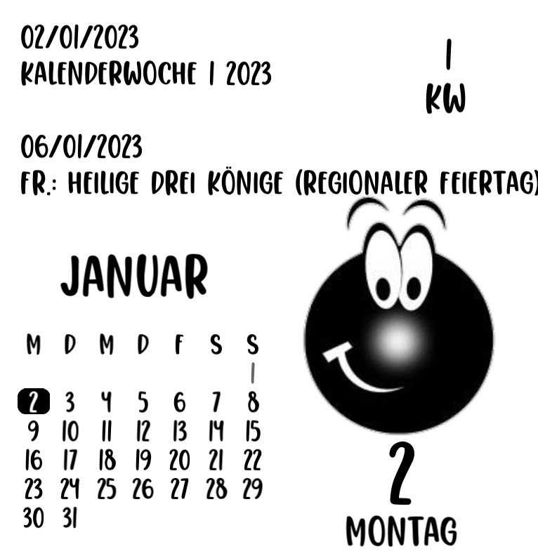 Kalender Black Smiley 
