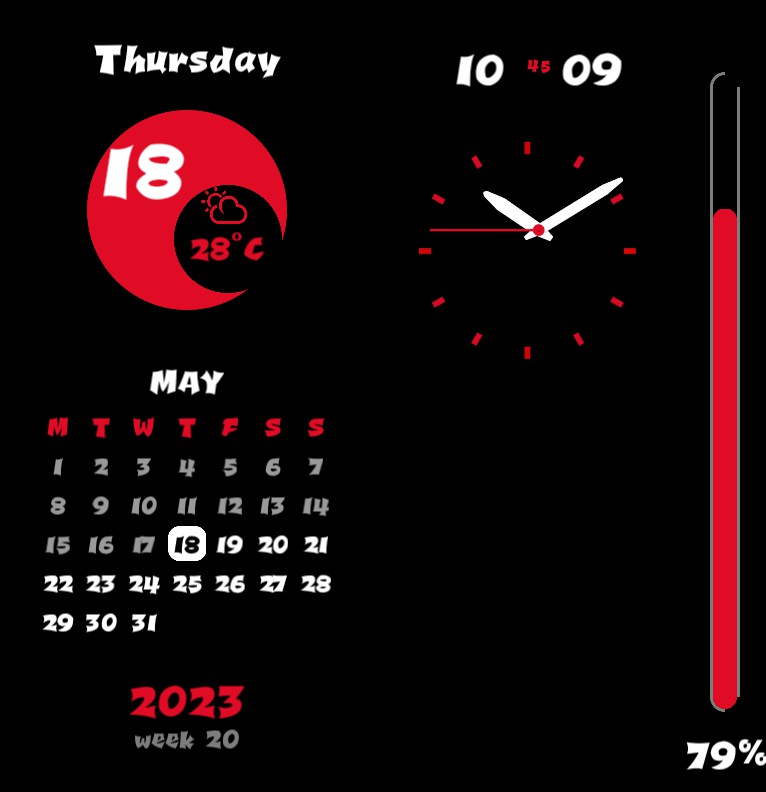 Themeable Dashboard on Black Background with Battery Level Copy