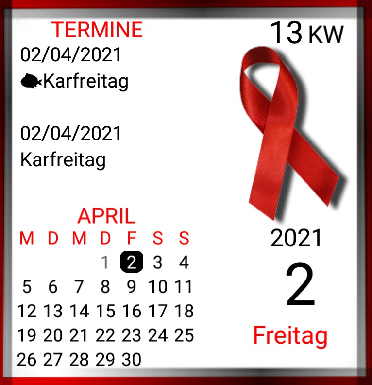Kalender gross Solidaritt Schleife