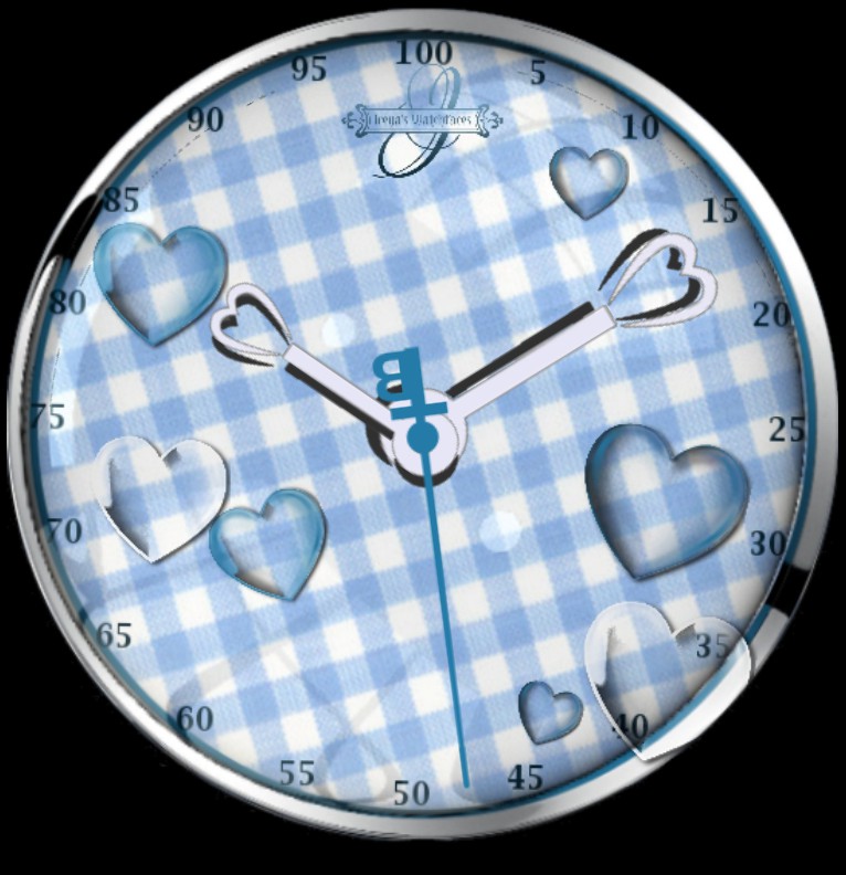 Clock Heart blue 