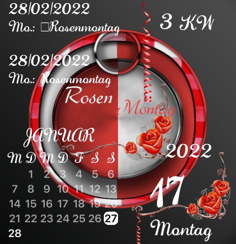 Kalender Rosenmontag 