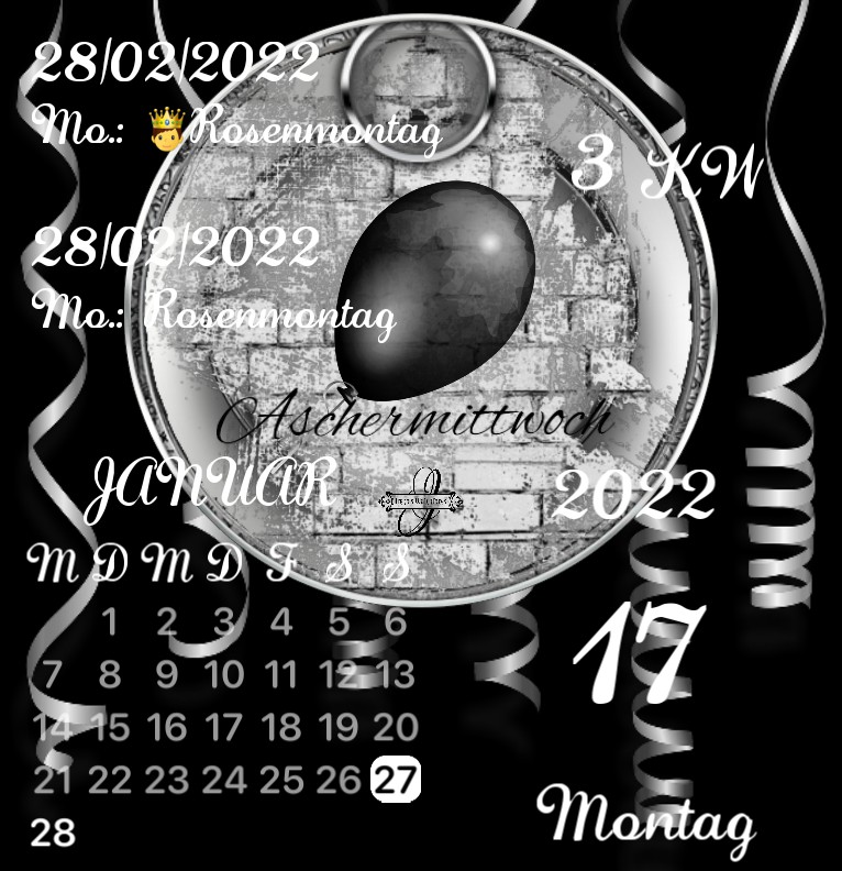 Kalender Aschermittwoch 