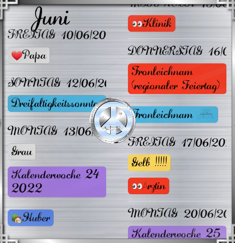  Termine Diamond Peace hellblau 