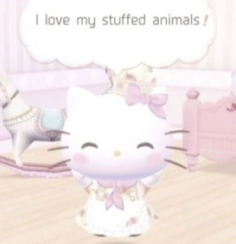 hello kitty cutecore loves her stuffed animals:3