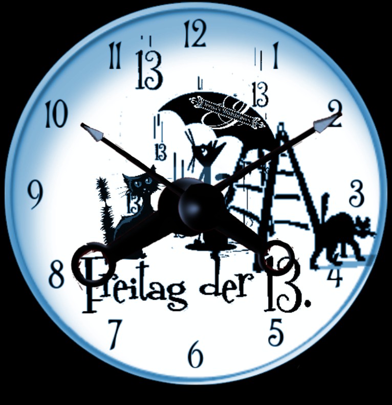 Clock Freitag 13. blau