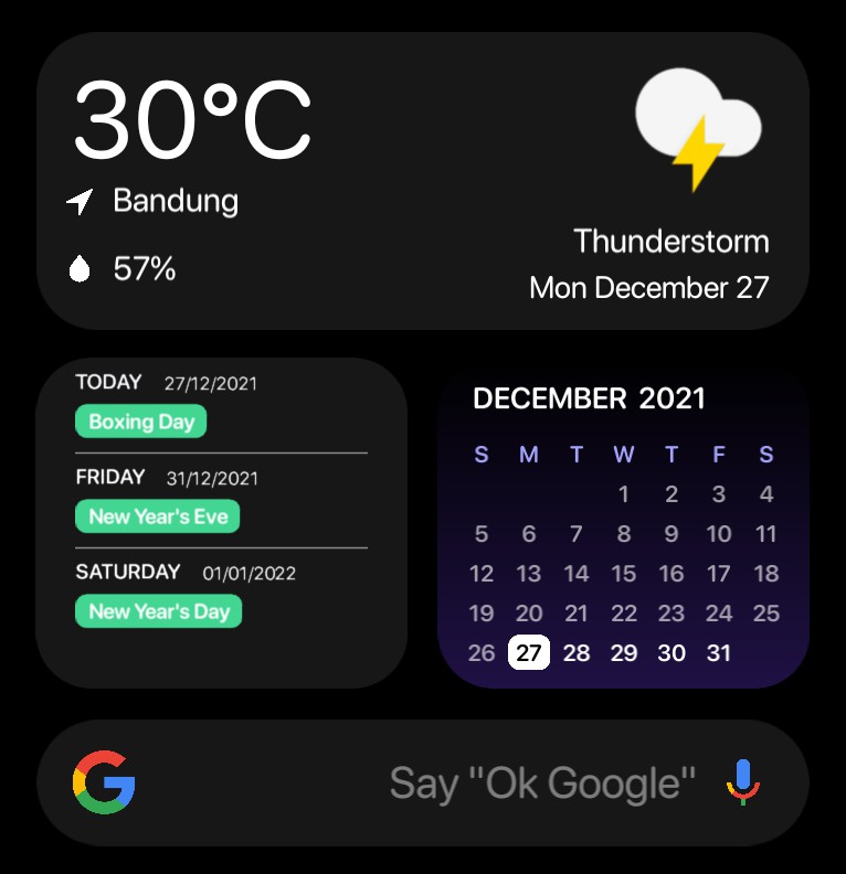 Search Bar Google + Weather - Dark Copy