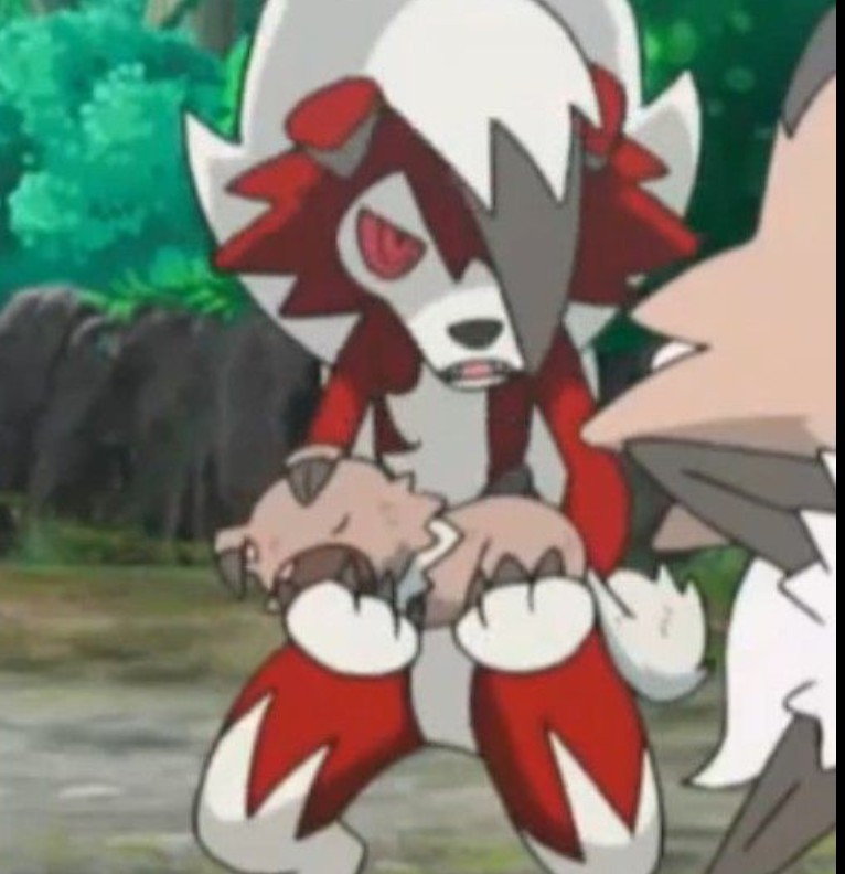 Lycanroc holding rockruff