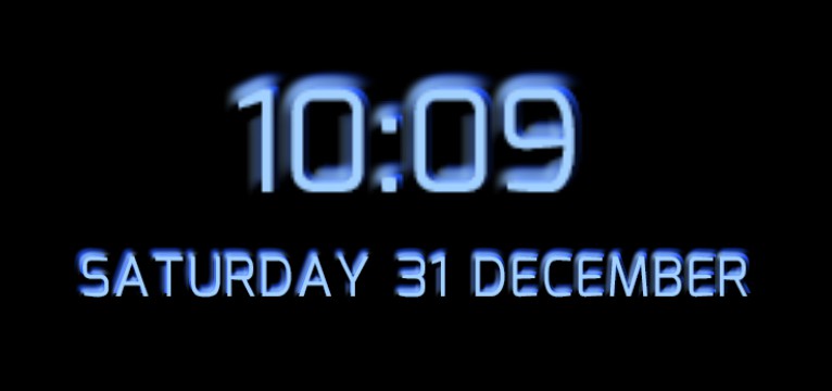 medium time and date neon blue