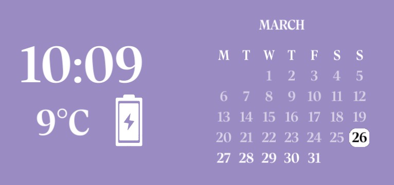 Lavender/Lilac/Purple Calender/Clock/Time/Battery