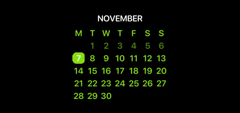  Green calendar 