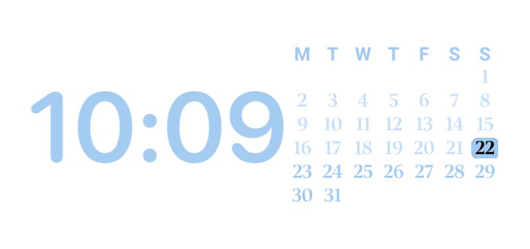 Blue text time, calendar
