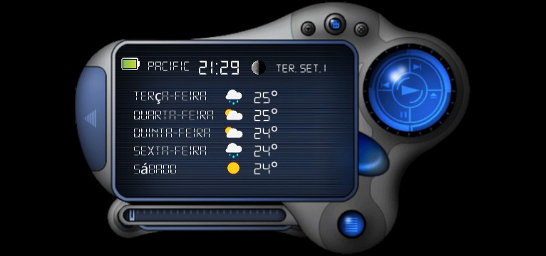 Vario Media Player Widget: Time and Weather