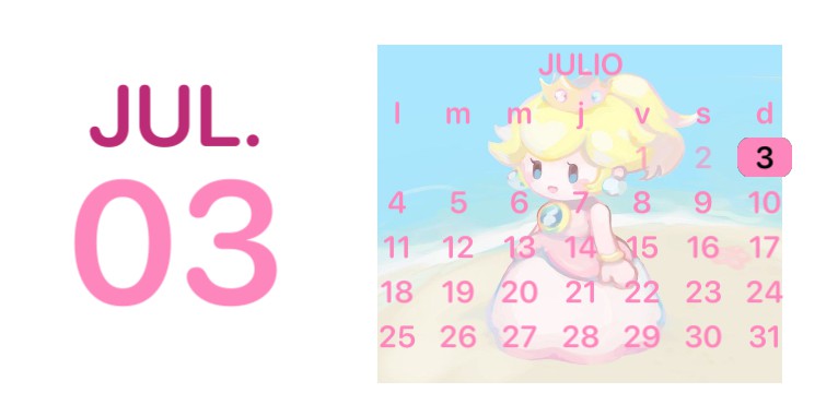 calendario con una princesa peach