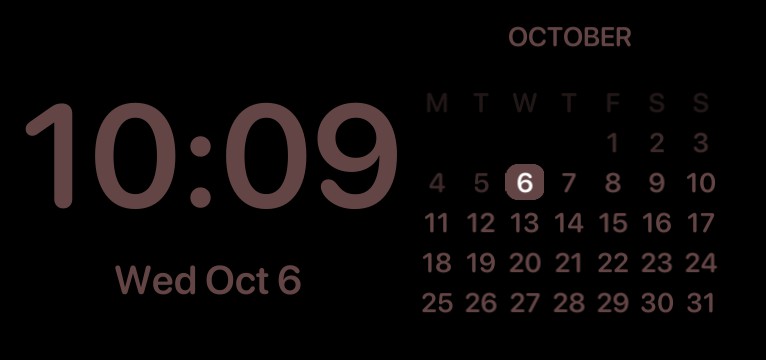 brown time and date widget