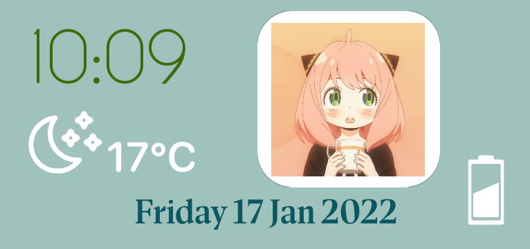 Spy x Family Widget clock + date + weather