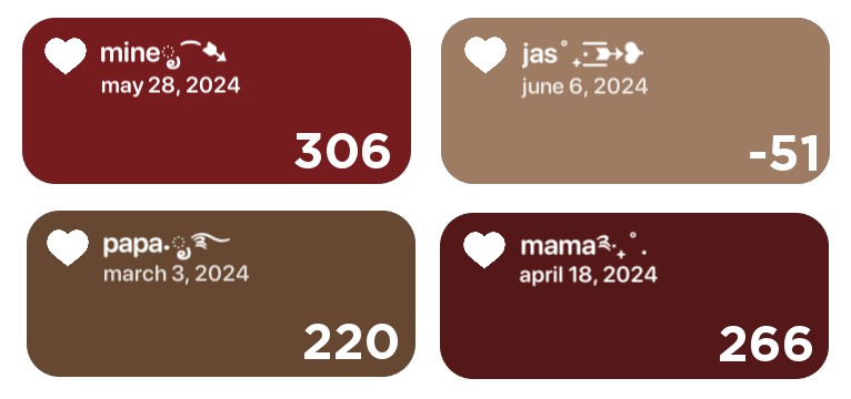 the day before widget  red + brown