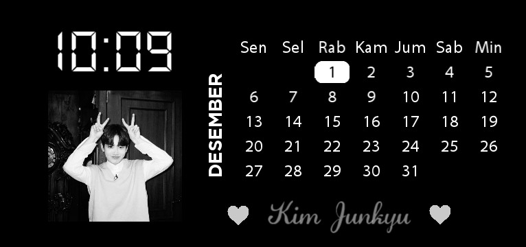 Kim Junkyu Treasure widget calender and clock
