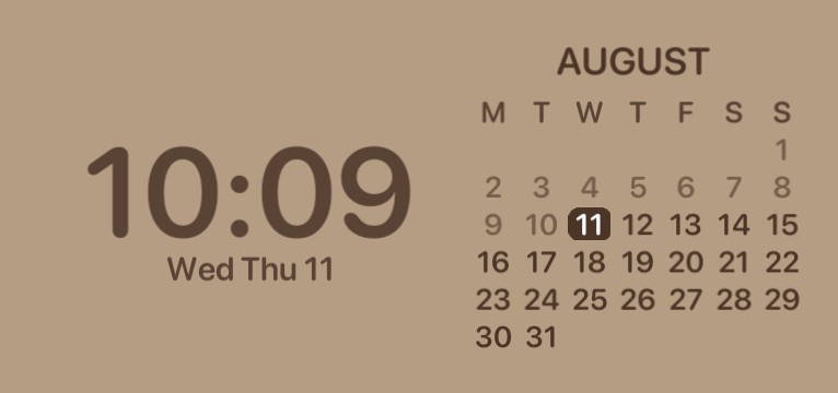 Brown aesthetic time widget