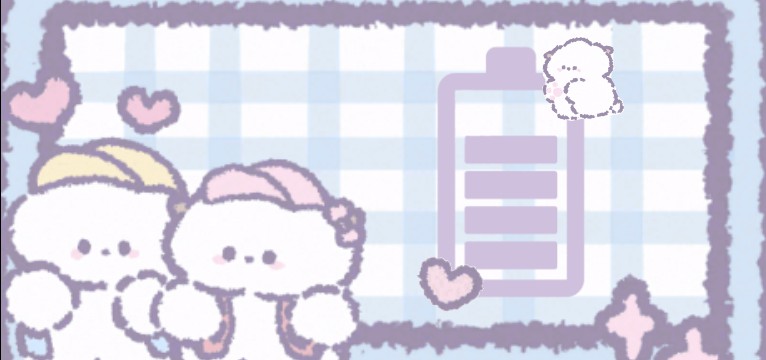 cute - purple blue bear battery medium widget