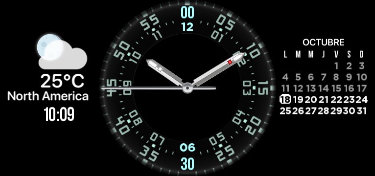Weather, date and clock.