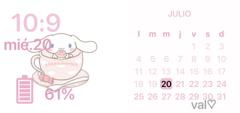 Calendar + clock+ drums , of Cinamorrol Pink by: Valeria
