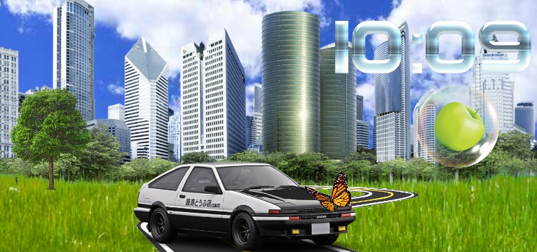 Toyota Ae86 Trueno in Frutiger Aero realm