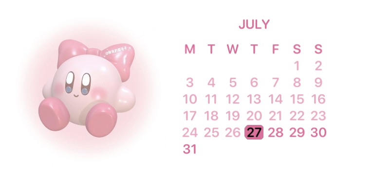 pink kirby calender