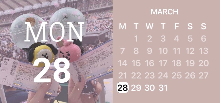 BTS aesthetic calendar 