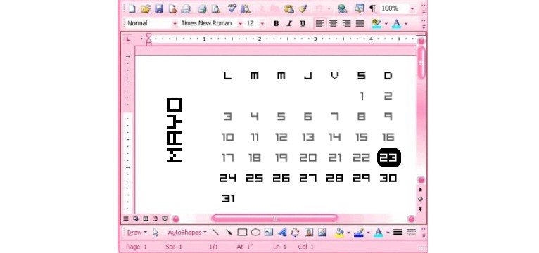 Calendar pink retro