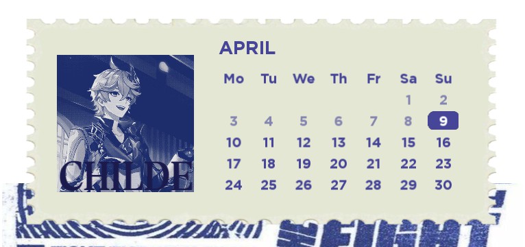calendar genshin : tartaglia 