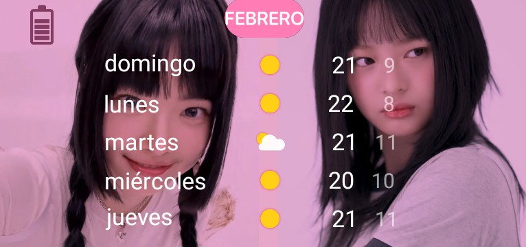 iroha illit Pink widget medium with weather rosa baterry bateria 
