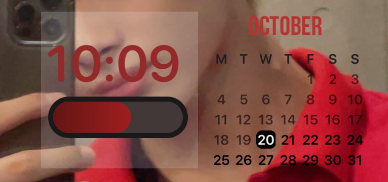 Ni-ki enhypen red calendar and time widget