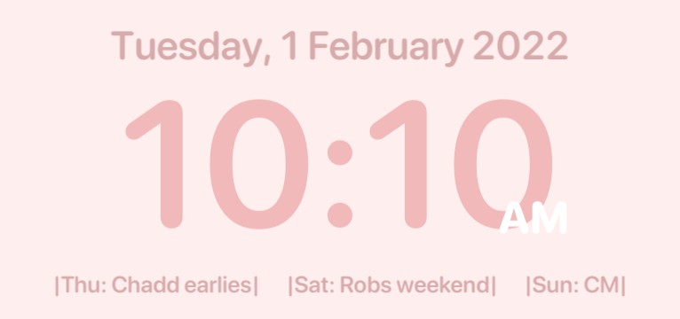 pink date time and agenda