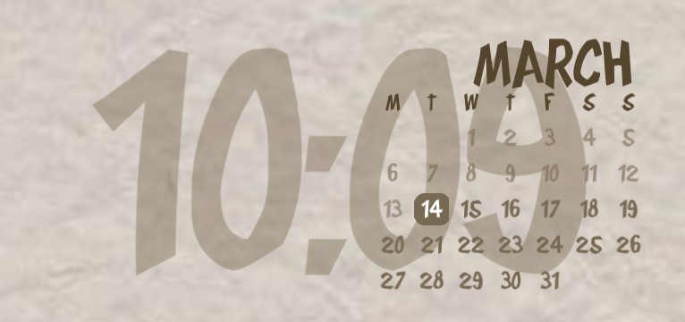 aesthetic brown calandar+clock