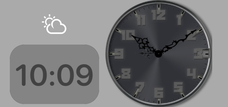 clock black with hour and weathermedium