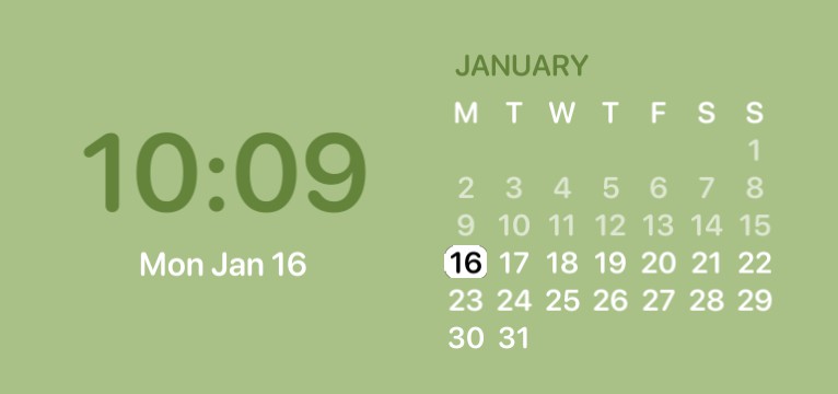 pastel green time and calendar