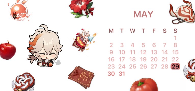 kazuha calendar
