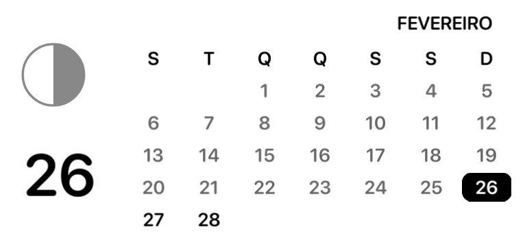 widget de calendrio white e Black 