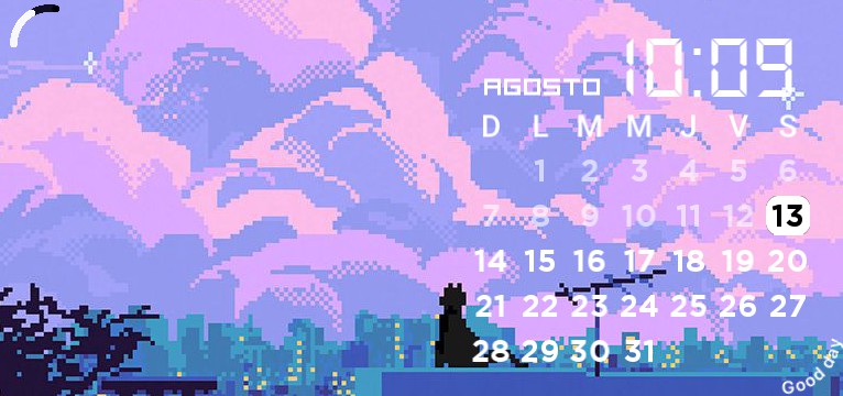 Cat day - Clock / Calendar / Batery / Good vibes :