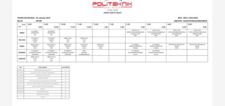 JADUAL KELAS DPU2B