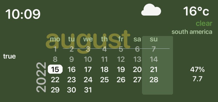 Green calendar, on 2022.  